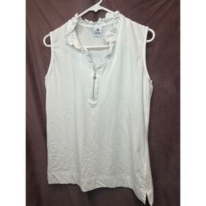 Daily‎ Sports Sweden Sleeveless Golf Top Ruffle Neck Zip White Women's Medium